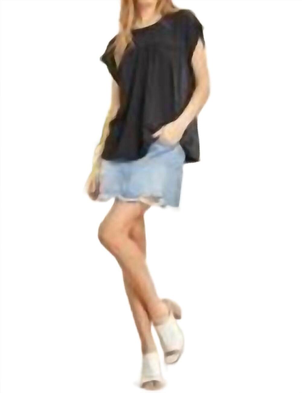NEW ANDREE BY UNIT shimmering vibe v-neck top in black